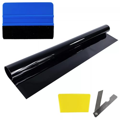 DecoMeister Lámina Adhesiva Tintada para Ventanillas de Coche Vinilo de Tinte para Ventanas Película Autoadhesiva para Cristales Protector Solar Protección de Privacidad En Rollo 50 x 300 cm Negro