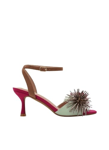 Azarey SANDALIAS FUCSIA TACÓN JOYA MULTICOLOR - (Talla 40)