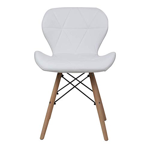 Cadeira Charles Eames Eiffel Slim Wood Estofada - Marca Inovartte - Cor Branca