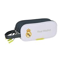 Safta Real Madrid EQUIPACIÓN 25/26 - Estuche Triple Cremallera, Estuche Infantil, Estuche Niño, Ideal para Niños de 5 a 14 Años, Cómodo y Versátil, Calidad y Resistencia, 21x7x8.5 cm