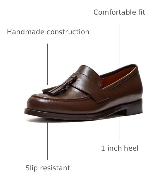 Image of ONEENO Women's Casual Flat Leather Tassel Loafer