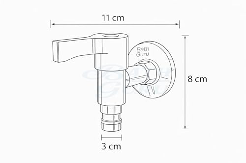 Image of BATH GURU Washing Machine Tap | Durable Wall Mounted Zinc Faucet with Ergonomic Plastic Handle | Sleek Chrome Finish Water Tap for Bathroom & Garden | Reliable Nozzle Tap for Home Use