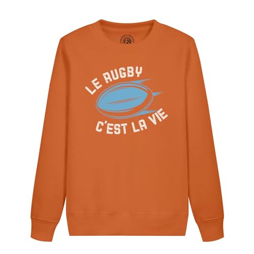 Sweatshirt enfant le rugby c'est la vie idéal pour l'école et le stade de france