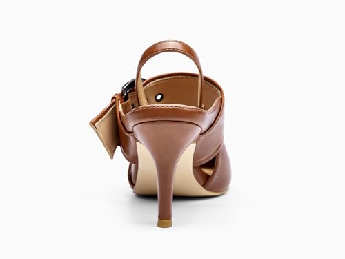 Image of Coutgo Womens Slingback Pumps Closed Pointed Toe High Heels Belt Buckle Strap Dressy Work Shoes