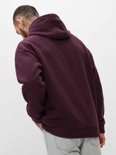 Image of The Souled Store Polar Fleece Pullover: Burgundy Men and Boys Long Sleeves Hooded Neck Solid Cotton Blend Oversized Hoodies