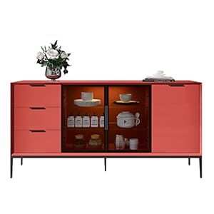 WALNUT Buffet Meuble Peinture Bois Massif Induction Lampe Thé Rangement Meuble d’Entrée Armoire Multi-Fonctionnelle Cave à Vin (Color : A, Size : 160cm)