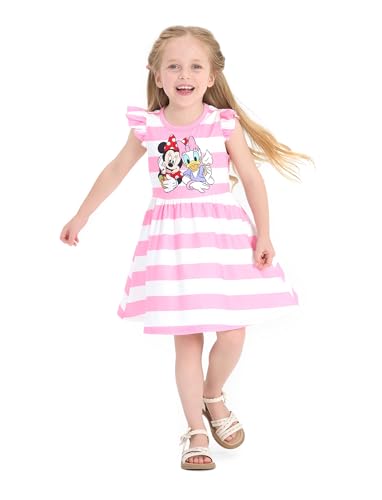 Image of Disney Frozen Elsa Princess Minnie Mouse Stitch Toddler Girl Dresses 2 Pack Short Ruffle Sleeve Costume Set Outfit 2-13 Years