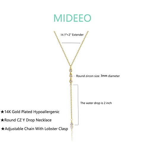 Mideeo Gold Diamond Lariat Necklace Cz Round Drop Y Necklace For Women Handmade Drop Necklace Simple Jewelry Gift #TOP4
