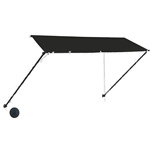 Auvent de terrasse avec LED intégrées et toile rétractable anthracite de 300 cm - 4