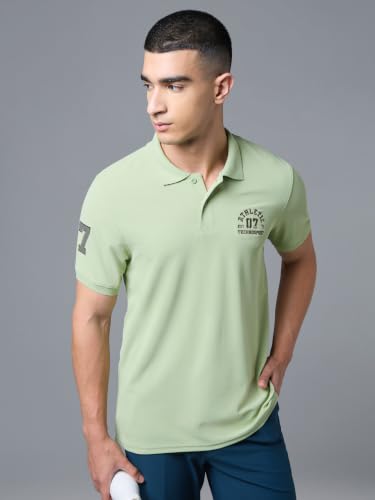 Image of TECHNOSPORT Men's Slim Fit Solid Half Sleeve Polo T-Shirt for Gym, Sports & Running