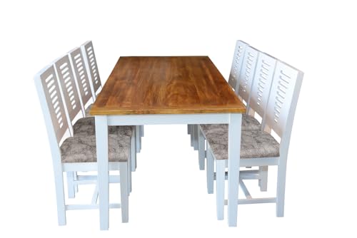 Image of Dining Table 8 Seater with 8 Chair and 1 Table, Sheesham Wood Dining Chairs Set of 8, Wooden Dining Set 8 Seater for Hotel Kitchen Restaurant 8 Seater Dining Table Set