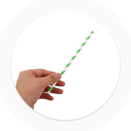 100 pitillos desechables de papel verde rayado miniatura 3