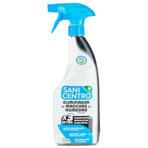 Sanicentro Eliminador de Manchas de Humedad | Elimina moho, hongos y juntas negras | Aroma fresco a eucalipto | Espuma activa de precisión | Pistola 750ml