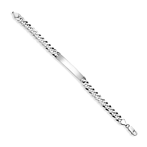 Gem Stone King Men's 925 Sterling Silver Personalized Engravable ID Name Bracelet For Men | Curb Chain 7.5, 8 or 8.5 Inch | 7MM Wide | Lobster Clasp | Made in Italy3