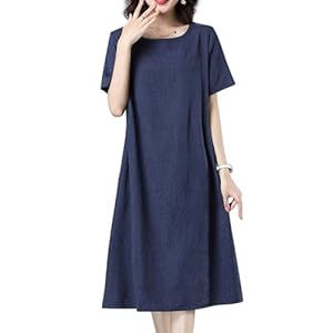 ［OKJCON］ レディース ワンピース 半袖 夏 無地 きれいめ 着瘦せ かわいい カジュアル 大きいサイズ (JP, ア..." 