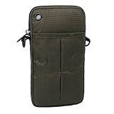 Shoebill スマホポーチ リュック 取り付け 2台 スマホショルダー ベルトポーチ アウトドアポーチ (オリーブ イヤホン穴有り)