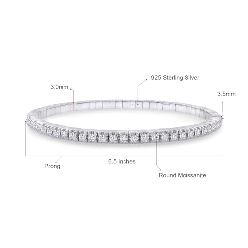 Stretch Bracelets For Women | Round Moissanite Diamond Stackable Adjustable Tennis Bracelets | 14K Gold Over Sterling Silver Jewelry Gifts For Her (2.00 Cttw To 2.50 Cttw)2