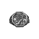 Anillo Poseidón de plata para hombre, anillo Poseidón con anillo Trident, joyería de mitología griega antigua, regalo conmemorativo del marido, regalo para hombre