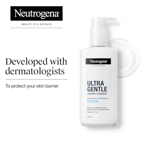 Image of Neutrogena Ultra Gentle Creamy Cleanser | 14X Gentler Cleanser | All Skin Types Including Sensitive Skin | Face Wash for Sensitive Skin for Men & Women | With Barriercare Technology & 10% Glycerin | Paraben-Free