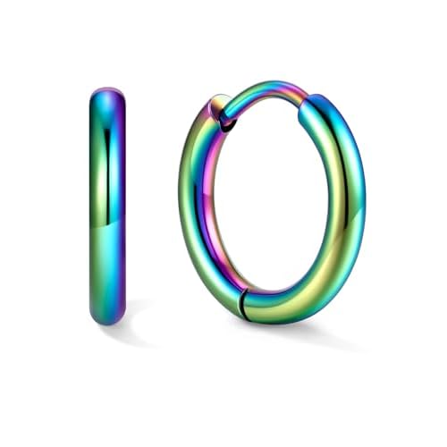 U7 Huggie Earrings, Small Hoop Earrings for Women, Hypoallergenic Stainless Steel Silver/Gold/Black Cartilage Earrings for Christmas Gift (7/8/9/10/12