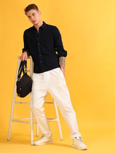 Image of StitchX Men's Cotton Pique Regular Fit Full Sleeve Solid Knitted Shirt