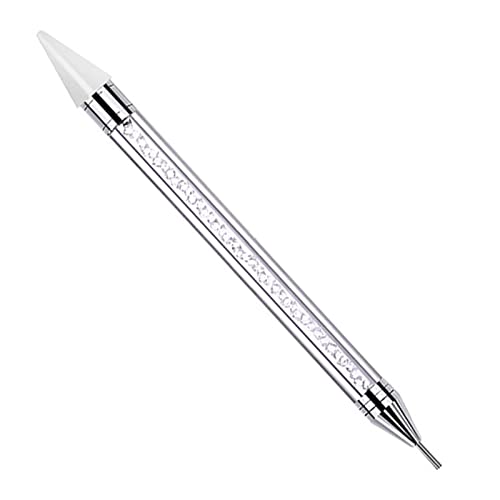 1 Piezas Dotting Pen para Uñas,Lápiz Cera Pintura Diamante Doble Punta Con Pinzas Recogida, Gemas de Diamantes para Diamante de Arte de Clavo de Uñas (Blanco)