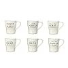 Creative Co Op Inspirational Brew Stoneware Coffee Mug Set White and Black Set of 6