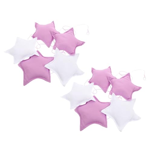 ABOOFAN 2Pcs Cloth Star Garland Adorable Hanging Stars Banner for Nursery Playroom Soft Fabric Bunting for Tents Canopies and Rooms
