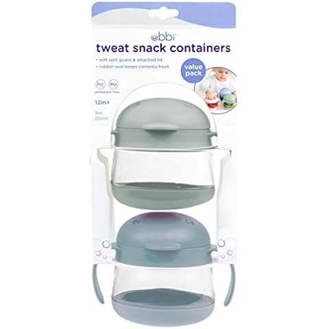 Ubbi Tweat 2 Piece Snack Container, Sage Green/Cloudy Blue Cover