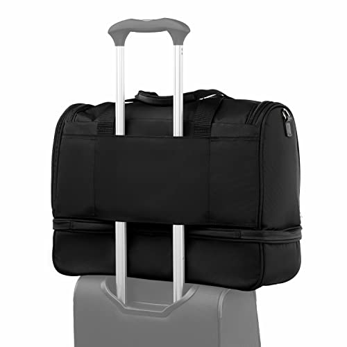 Travelpro Maxlite 5 Softside Carry-on Weekender with Drop-Bottom Compartment, Lightweight Overnight Travel Duffel Bag, Men and Women, Black, 19-Inch