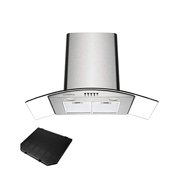 CIARRA-ASS9506-Campana-Extractora-Cristal-90cm-650mh-210W3-Velocidad-de-ExtraccionEvacuacion-al-Exterior-y-Recirculacion-Interna-por-Filtro-de-Carbon-CBCF004-Acero-Inoxidable