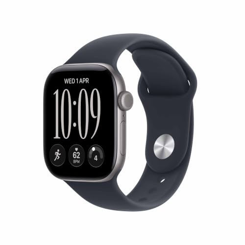Apple Watch Series 12 GPS 42mm Smartwatch | Space Grey Aluminium Case, Navy Blue Sport Band - M/L. Health + Fitness + Sleep Tracking, Heart Rate, Safe