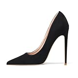 Elisabet Tang High Heels, Women Pumps Pointed Toe Stilettos 4.7 inch/12cm Sexy Heels Party Shoes Black 8
