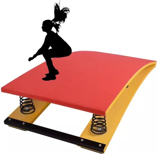 Big Kids Junior Gymnastics Springboard for Vault, Spring Boards Gymnastics, Heavy Duty Pro Curved Spring Board with Steel Spring & Jump Pad, Anti-Skid Springboard, Thick Spring, Durable