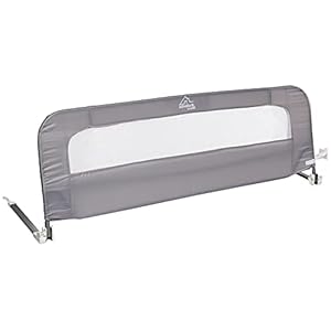 Summer® Extra Long Folding Single Bedrail, Gray, Metal and Fabric Bedrail for Toddlers, 54” Long, Fits Twin, Full, and…