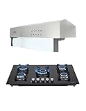 COMBO Parrilla 86 cm Cristal Templado y Campana Slim Acero Inox 80 Cm