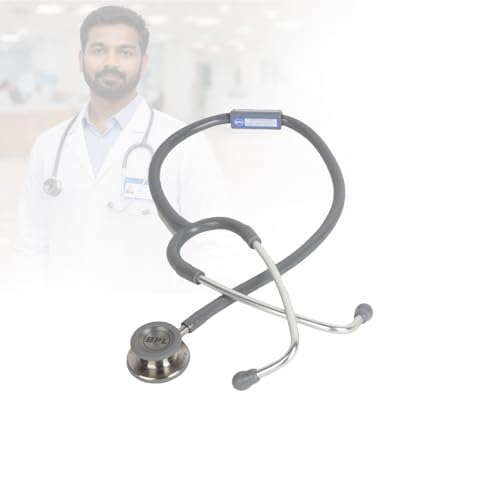 Image of BPL Medical Technologies ST-06 Stainless Steel Dual Premium Adult Chest Piece Stethoscope|High Acoustic Level, Versatile Chestpiece for Adult & Pediatric Use|Medical Instrument for Auscultation - Grey