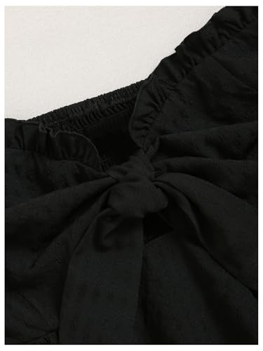 SOLY HUX Women's Frill Trim Tie Front Tube Top Sleeveless Strapless Ruffle Summer Tops4