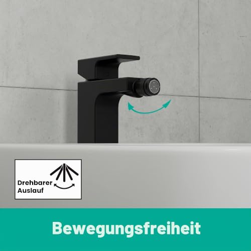 hansgrohe Einhebel-Bidetmischer Vernis Shape, Bidetarmatur mit Zugstange, wassersparend, Mattschwarz – Ansicht 4
