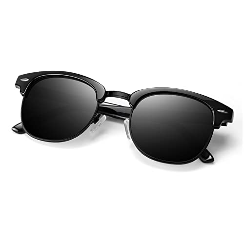Image of Polarized Sunglasses Men Women,Semi Rimless Retro Shades UV400 Protection