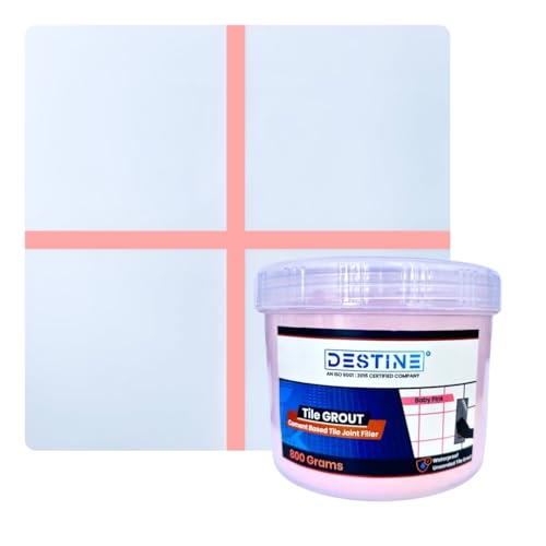 Image of DESTINE READY-TO-MIX inchTILE GROUT inch (16 COLOURS) (ALL PACKS: 100 Gm,250 Gm,400 Gm,800 Gm,1 Kg), Waterproof, Crack Filler, Cement Based Tile Gap Filler (800 g (Pack of 1), Baby Pink)