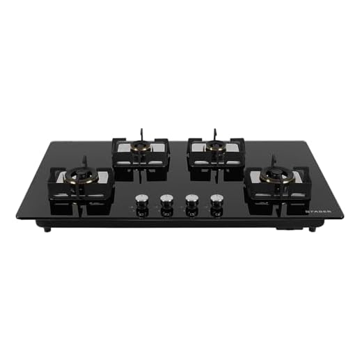 Faber 4 Burner HCT 90 cm Hob| Brass Burners| Bakelite Knobs| Cast Iron Pan Support| Hob/Cooktop Hybrid| Toughened Glass |Auto Ignition| 2 Yrs Comprehensive Warranty by Faber| HCT 904 CRR LBK EI AI
