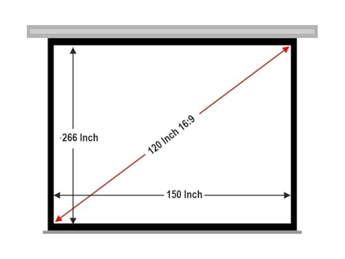 Image of 120 inch Electric Motorized Projector Screen, 4K Ultra HD Compatible, Full HD 1080p, Remote Control, 16:9 Format (9ft (W) x5ft (H))