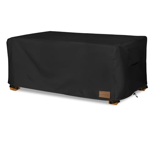 Aacabo Waterproof Outdoor Coffee Table Cover,Rectangular Patio Small Side Table Cover,Outdoor Table Covers Rectangle Waterproof,48 x 28 x 16 inch -Black