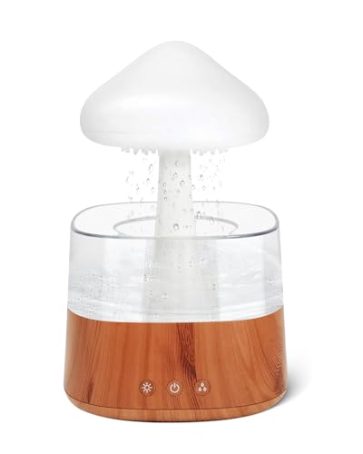 RUIZHI Rain Cloud Humidifier - 450ml Luftbefeuchter Stimmungslicht Aroma Diffuser 30dB 3 Modi Regen Pilz Lampe Befeuchtung für Kinderzimmer Schlafzimmer Zuhause Büro