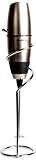 BonJour Frother, Automatic Battery Powered Cafe Latte w/ Stand, Chrome/Black