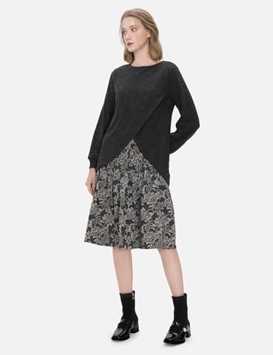 SDEER Women's 2 Piece Dress Sweater Set Jacquard Floral Print Dress Casual Long Sleeve Pullover Sweaters Fall3