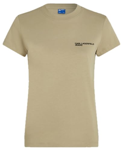 Karl Lagerfeld Jeans, Women's, Short Sleeve Essential Logo tee, Slim Fit Camiseta, Beige, XL Mujeres