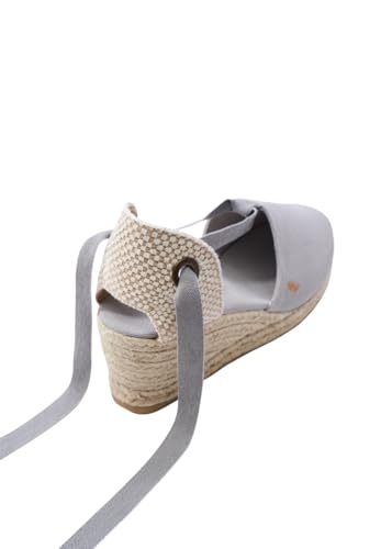 VISCATA Escala Espadrille Canvas Wedges with Sleek Ankle Laces Women's Lace Up Shoes Handmade in Spain Organic Cotton Canvas and 100% Natural Jute Midsole for All Occasions