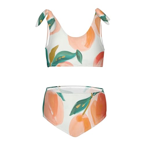 Girls' Bikini Set, Peaches Fruit Kids Swimsuit 2 Pcs Beach Bathing Suit